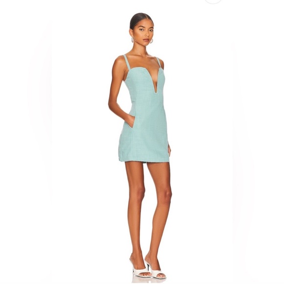 Atoir Dresses & Skirts - NWT Atoir All Caught Up Aqua Mini Dress Dramatic Plunging Neckline Sz M/US 6